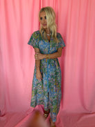 Entro Blue Floral Zip-Up Dress - Dress