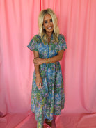 Entro Blue Floral Zip-Up Dress - Dress