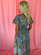 Entro Blue Floral Zip-Up Dress - Dress