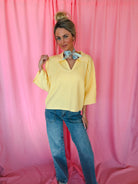 Entro Butter Yellow Ribbed Sweater Top - Tops