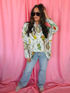 Entro Citrus Garden Button-Down Oversized Top - Tops