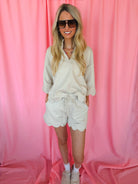 Entro Cream Scalloped Comfy Short and Set - SET