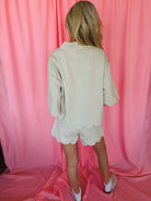 Entro Cream Scalloped Comfy Short and Set - SET