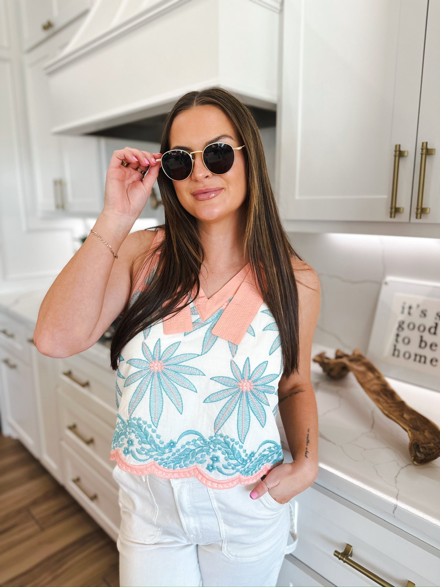 Entro Embroidered Blouse Top - Tops