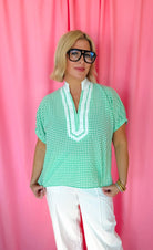 Entro Green Gingham Blouse - Tops