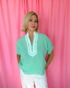 Entro Green Gingham Blouse - Tops