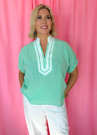 Entro Green Gingham Blouse - Tops