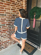 Entro Navy Cream Striped Two Piece Set - SET