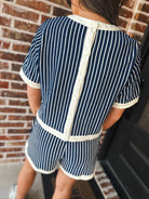 Entro Navy Cream Striped Two Piece Set - SET