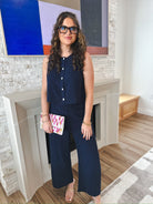 Entro Navy Trousers - Bottoms