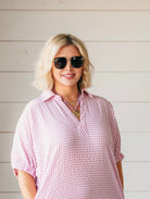 Entro Pink Gingham Maxi Dress - Dress