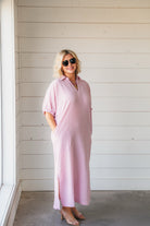 Entro Pink Gingham Maxi Dress - Dress