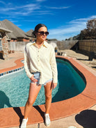 Entro Yellow and White Stripe Button Down Top - Tops