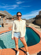 Entro Yellow and White Stripe Button Down Top - Tops