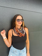 SILK SQUARE SCARF WITH EQUESTRIAN SADDLE PRINT