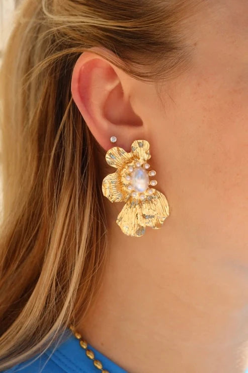 Francie statement earrings, women's earrings from Aurea Lux Collective boutique in Lawton, OK, image 2 of 2