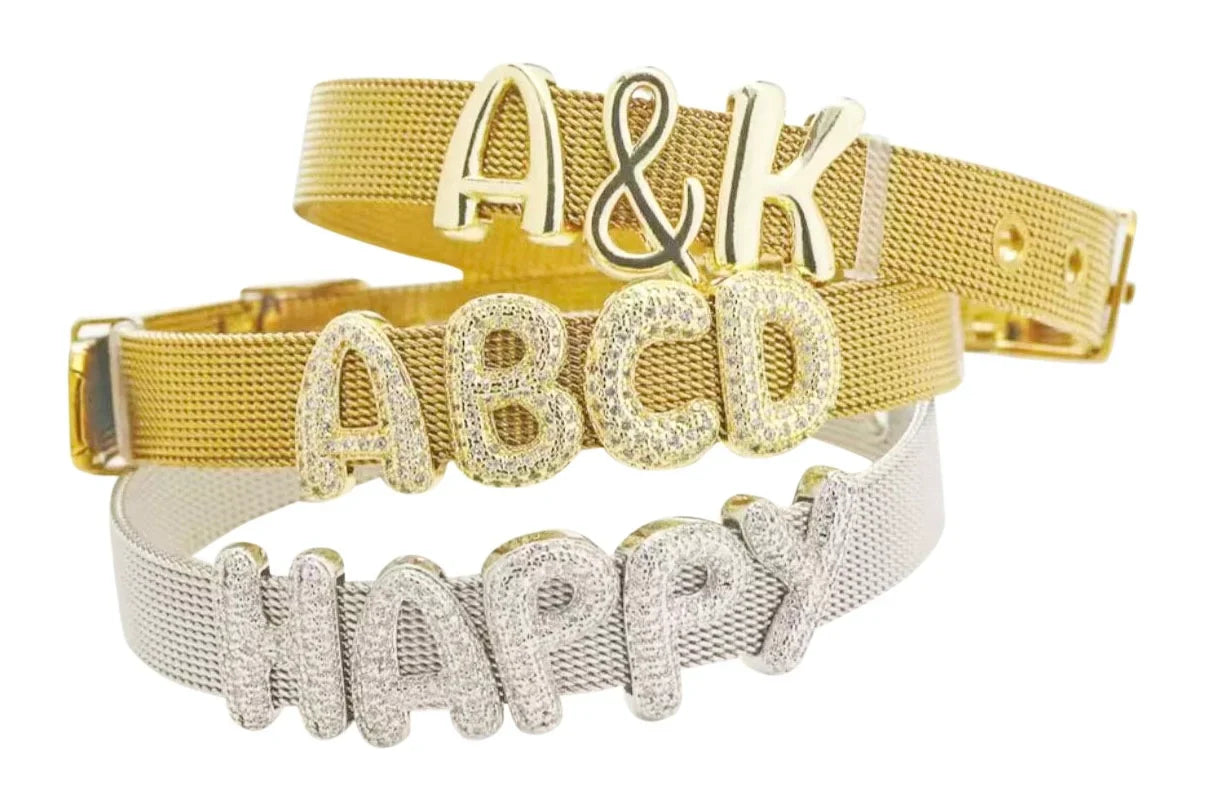 GEMELLI SLIDER BRACELET- GOLD CUSTIMIZABLE CHARM BRACELET - Bracelet