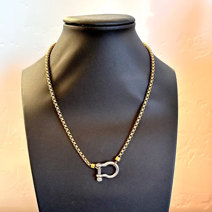 18K STAINLESS STEEL ROPE BUCKLE NECKLACE - Necklaces