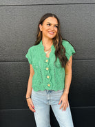HyFVE Green Button Down Sweater - Tops