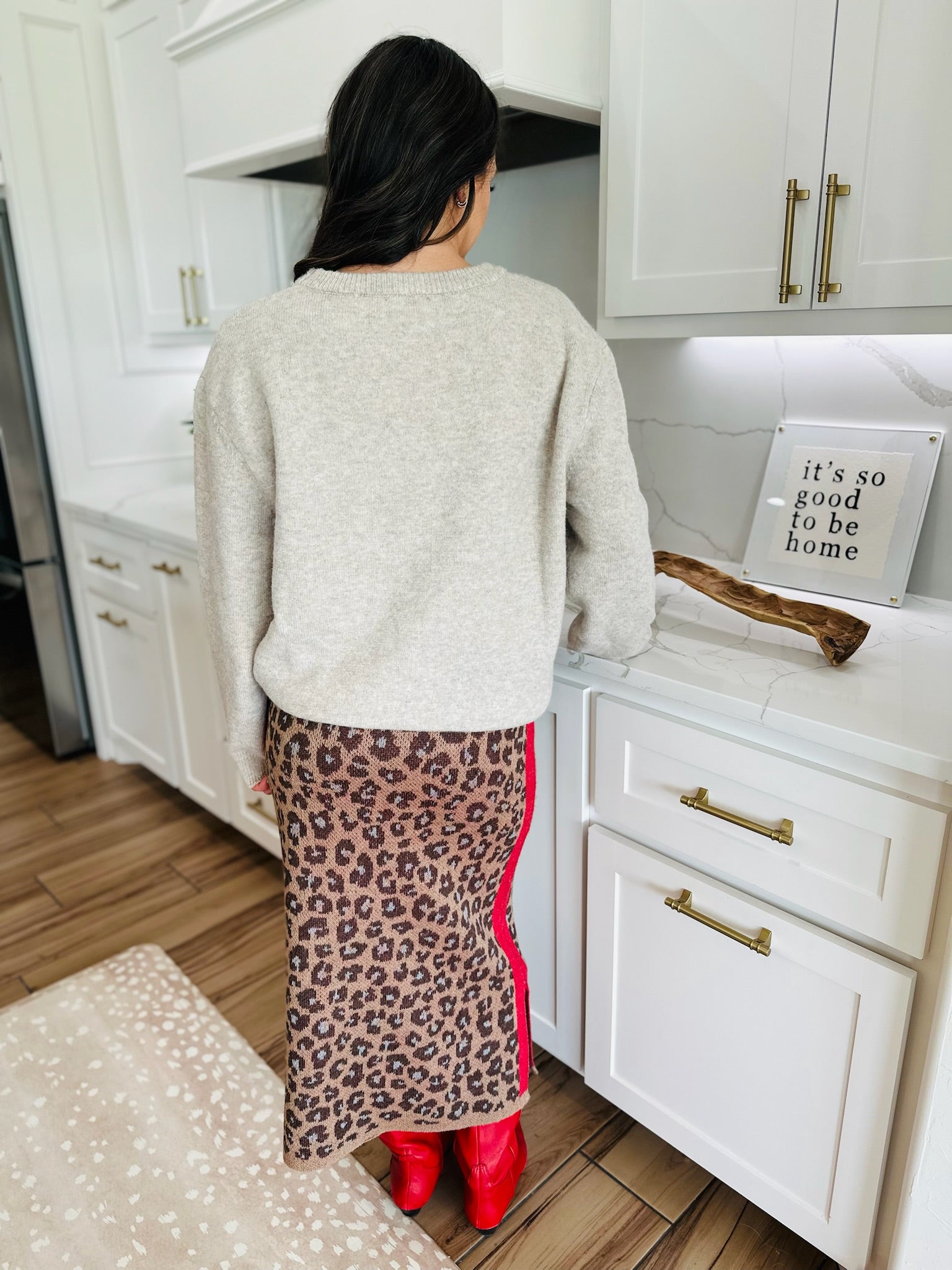 J.ANNA LEOPARD KNIT PENCIL SKIRT - Bottoms