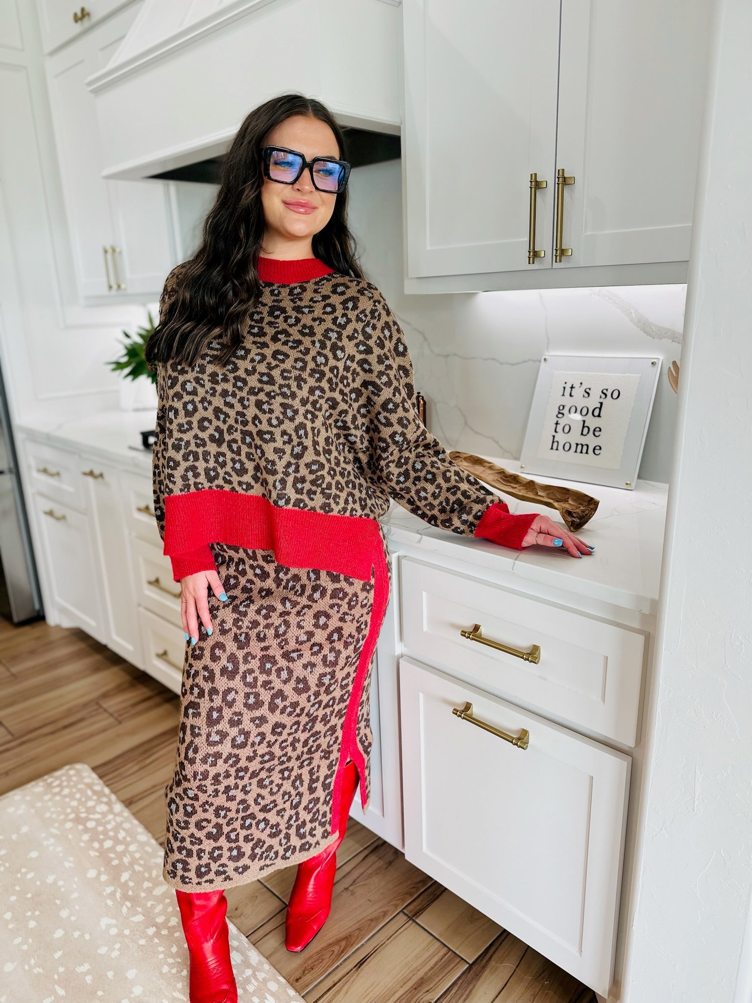 J.ANNA LEOPARD KNIT PENCIL SKIRT - Bottoms