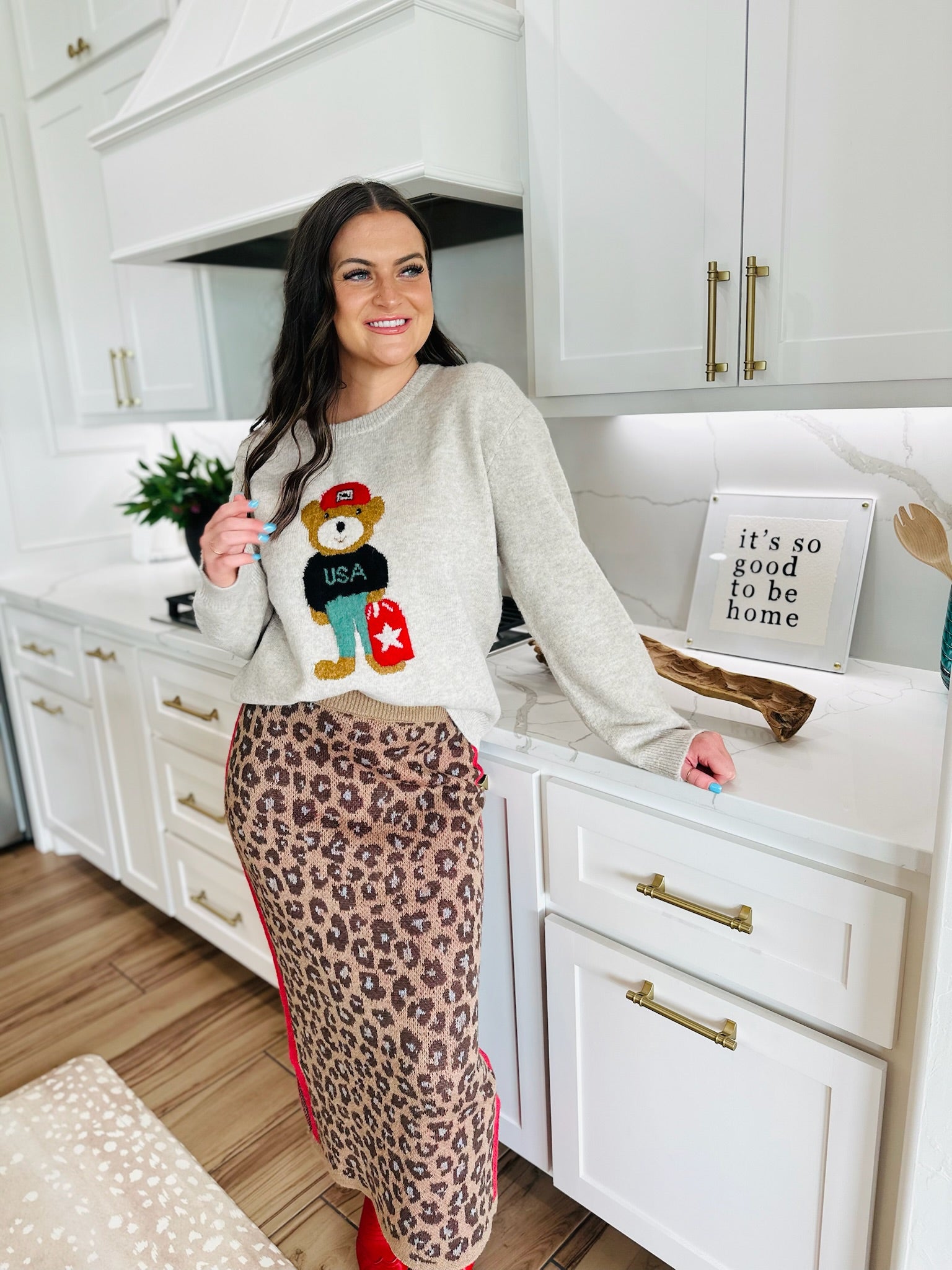 J.ANNA LEOPARD KNIT PENCIL SKIRT - Bottoms