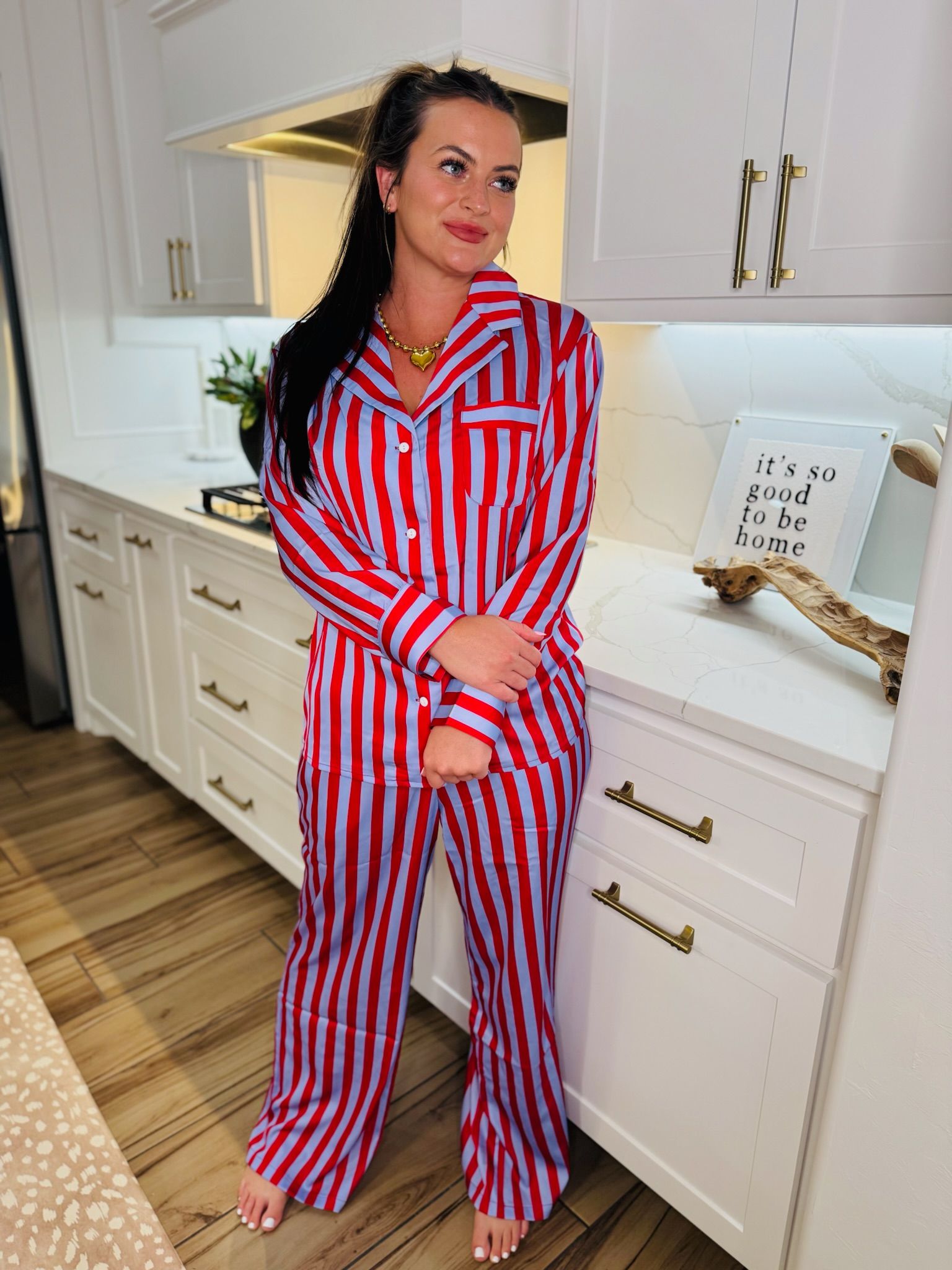 LILAC STRIPED SATIN CUTE PJ SET BY KATYDID