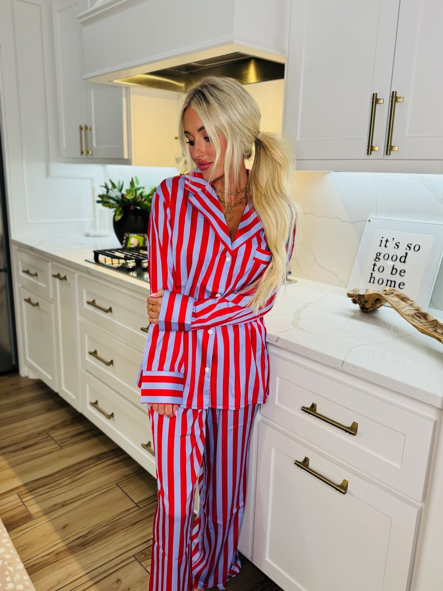 LILAC STRIPED SATIN CUTE PJ SET BY KATYDID