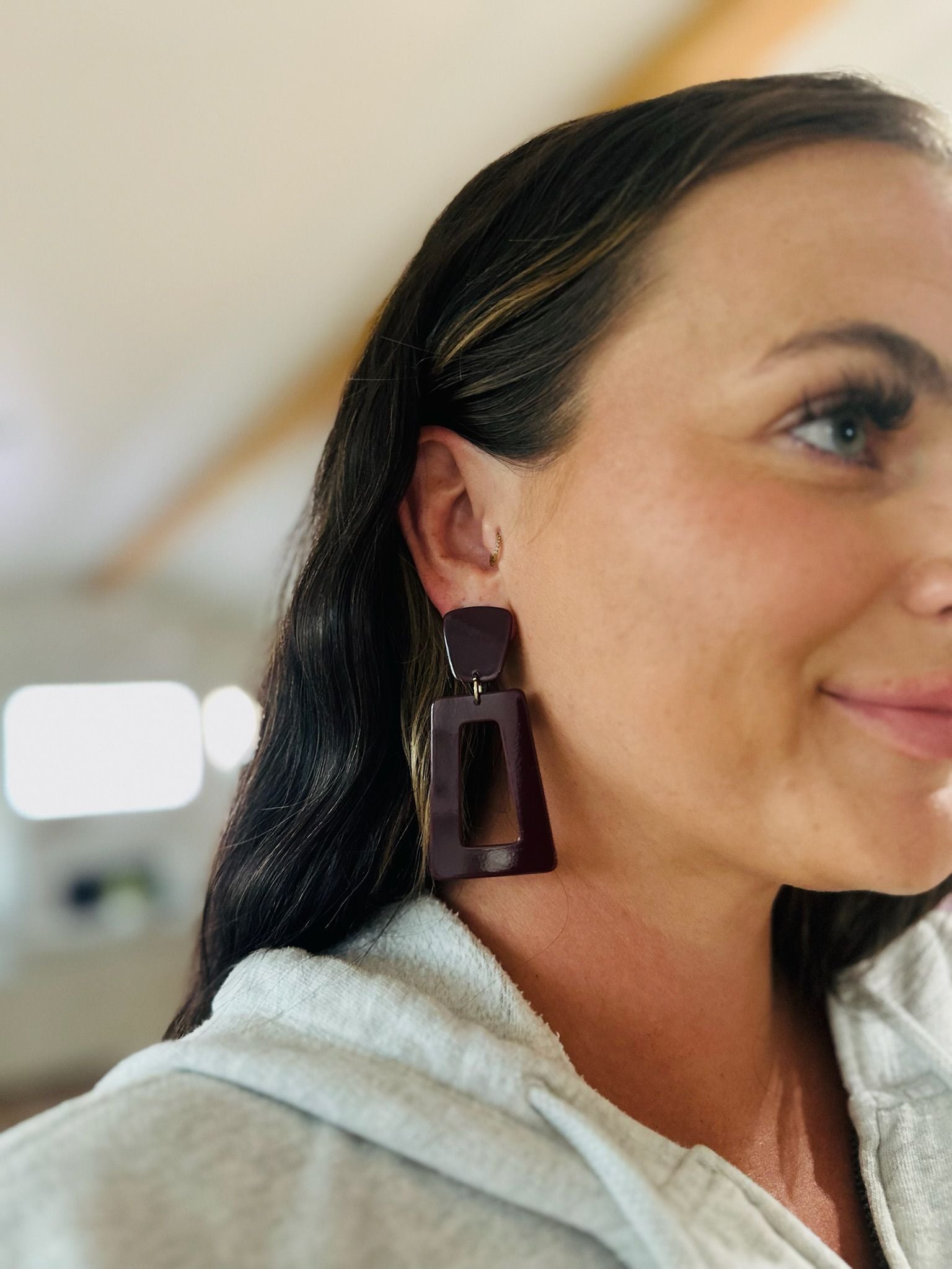 KENNEDY STATEMENT EARRINGS IN DARK MAROON BY LINNY AND CO - Earrings