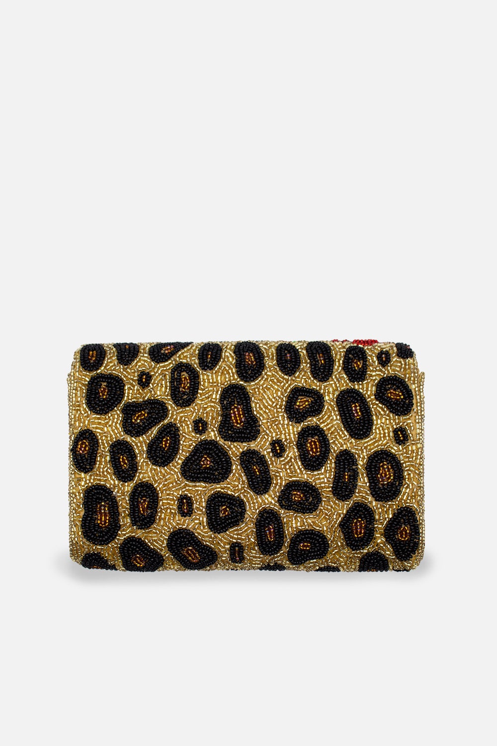 LEOPARD ROSE BEADED CLUTCH- DETACHABLE CHAIN CROSSBODY