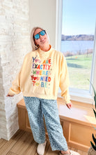 Life Is Good Reversible Graphic Mock Neck Crop Sweatshirt - Tops