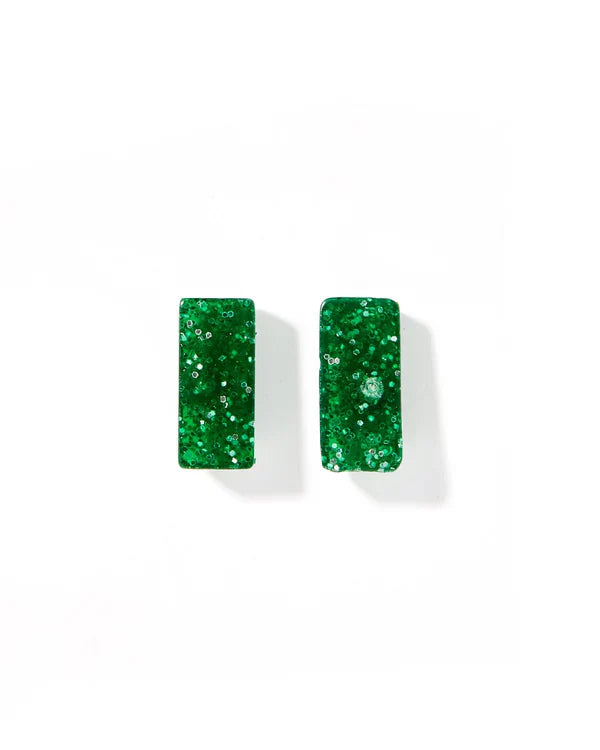 CAROLINE GREEN GLITTER STUDS - Earrings