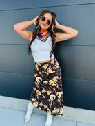 MULTI PRINT BLACK EQUESTRIAN SKIRT - Bottoms