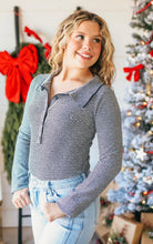 NAVY AND WHITE COLLARED BODYSUIT - Tops