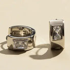 NICKEL & SUEDE SILVER BAGUETTE CLASSIC HUGGIE EARRINGS - Earrings