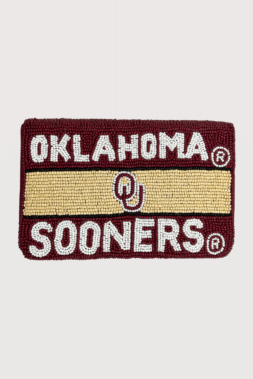 UNIVERSITY OF OKLAHOMA BEADED HARD MINI CLUTCH