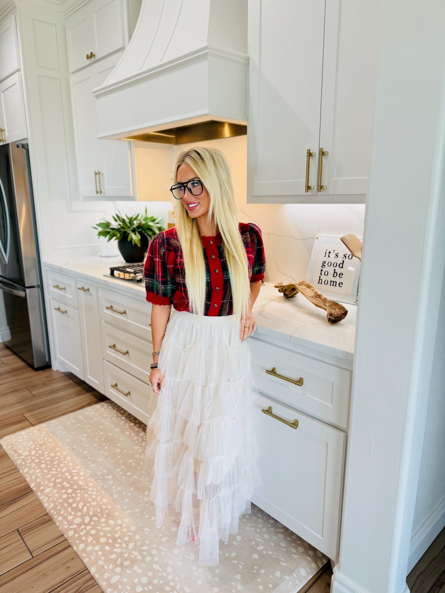 PALE TAUPE TIERED RUFFLE MESH MIDI SKIRT - Bottoms