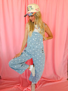 Peach Love Polka Dot Barrel Overalls - Romper