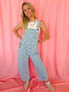 Peach Love Polka Dot Barrel Overalls - Romper