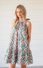 Pink Floral Halter Mini Dress- Entro