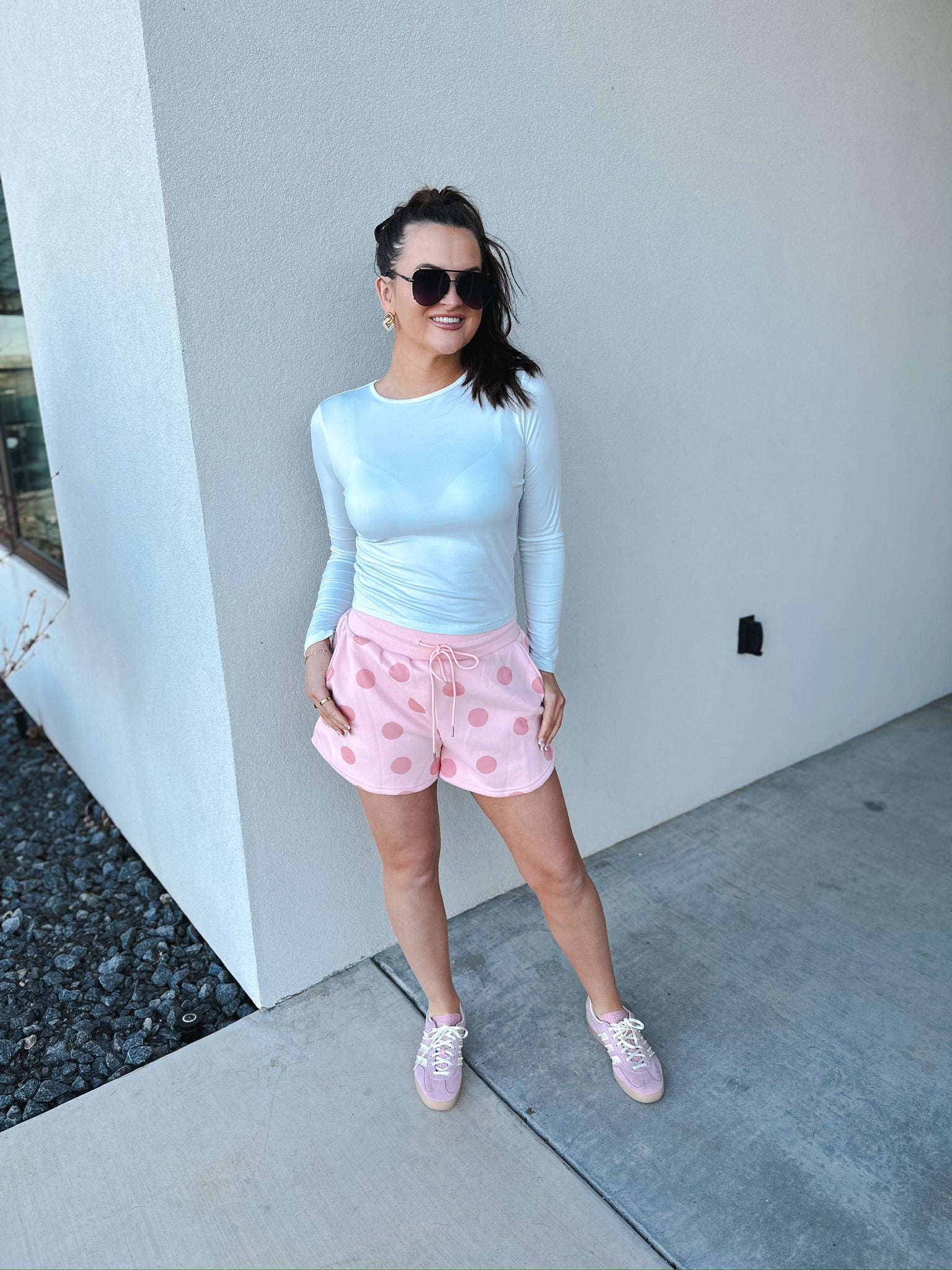 POPPY AND PINE PINK POLKA DOT SHORTS - Bottoms