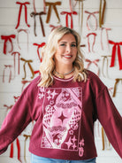 QUEEN OF SPARKLES MAROON AND PINK LOGO SWEATSHIRT - Tops