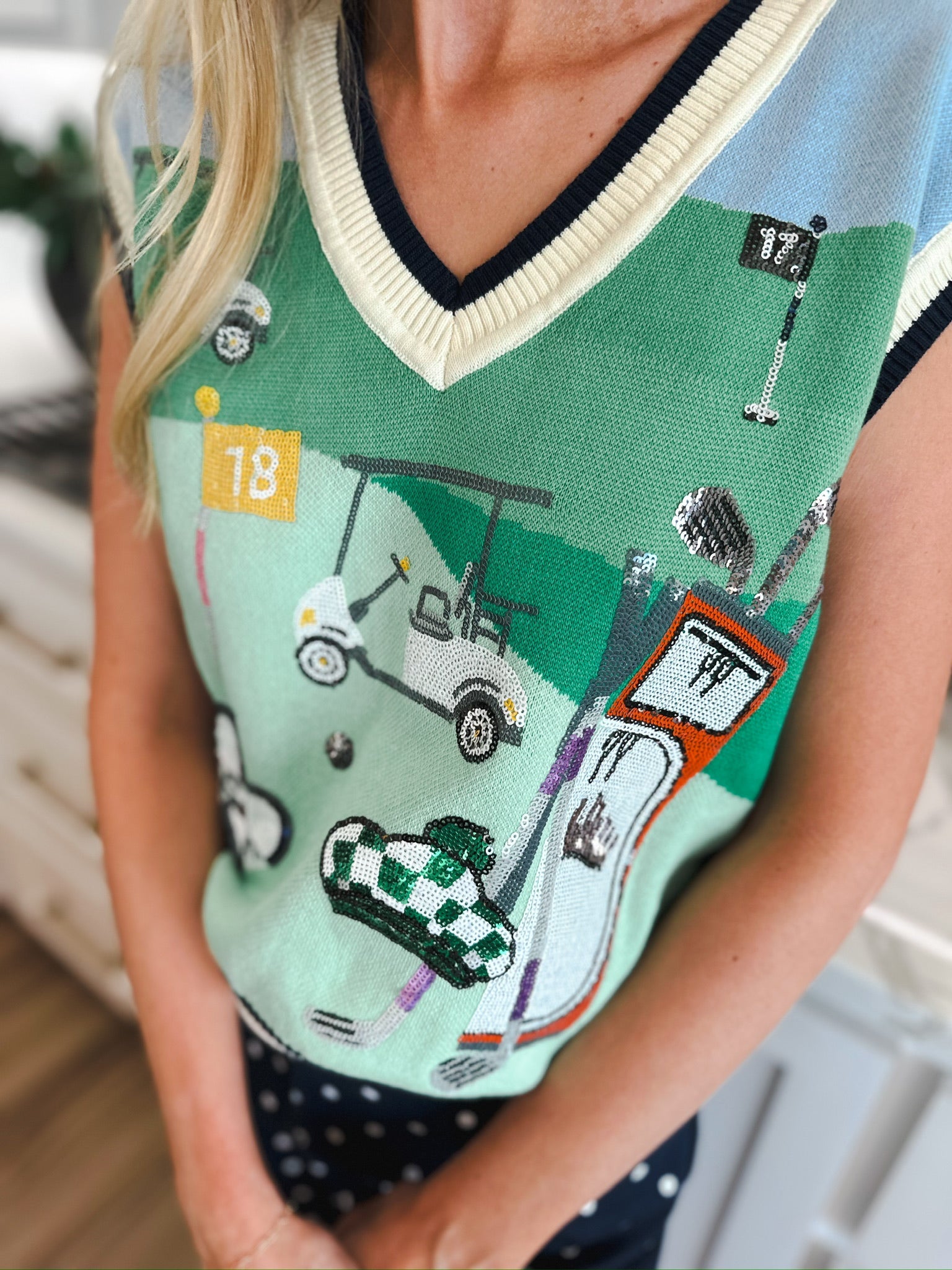 Queen of Sparkles Golf Course Icon Knit Vest