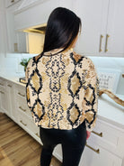 NEUTRAL AND BLACK PYTHON PRINT QUEEN OF SPARKLES SWEATSHIRT - Tops