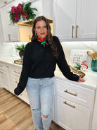 BLACK RIBBED SWEATER - Tops