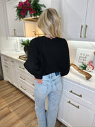 BLACK RIBBED SWEATER - Tops