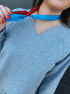 HEATHER GREY V-NECK TOP AND PANT SET - SET