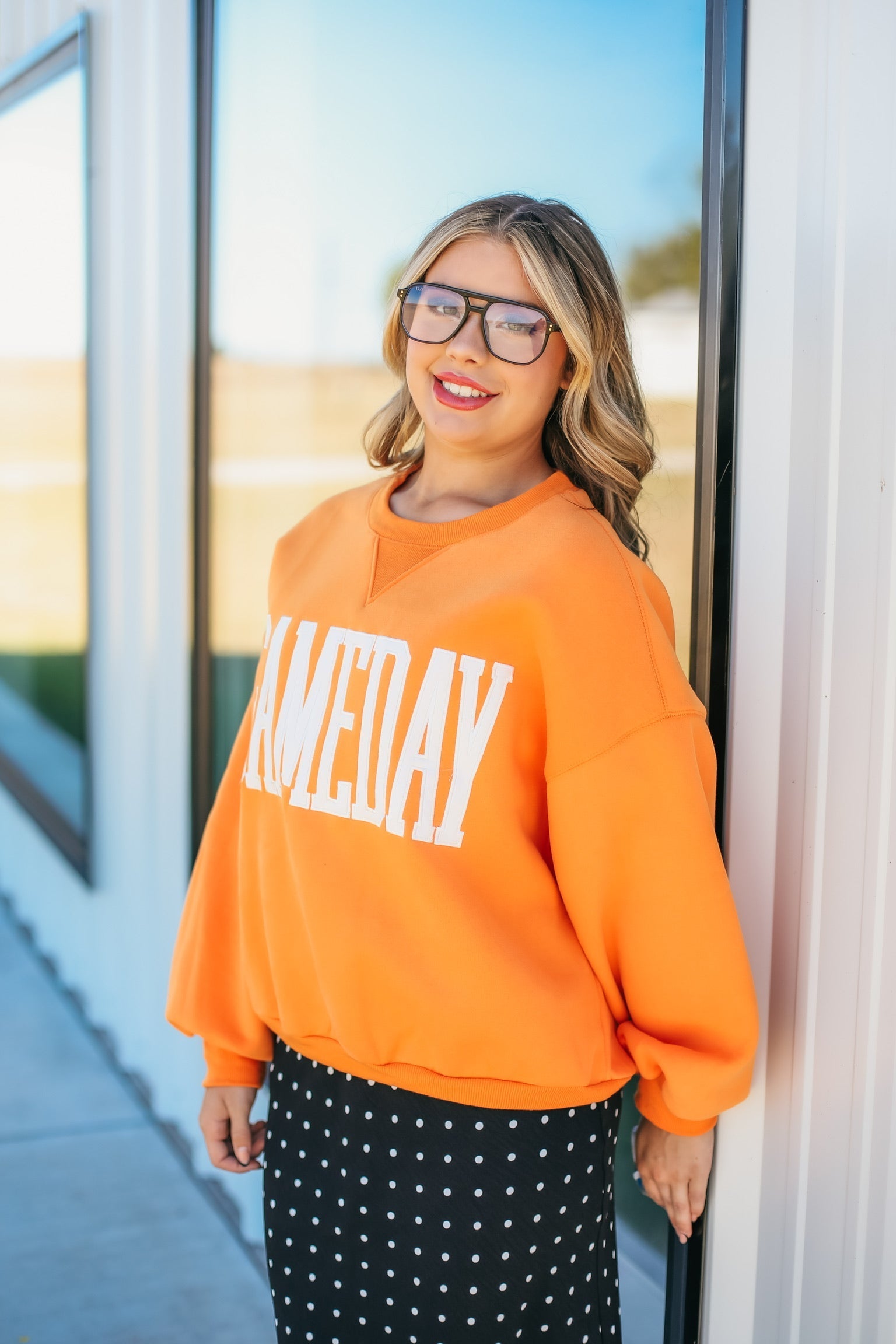 ORANGE GAME DAY SWEATSHIRT- WOMEN’S CASUAL & COMFY SPIRIT WEAR - Tops