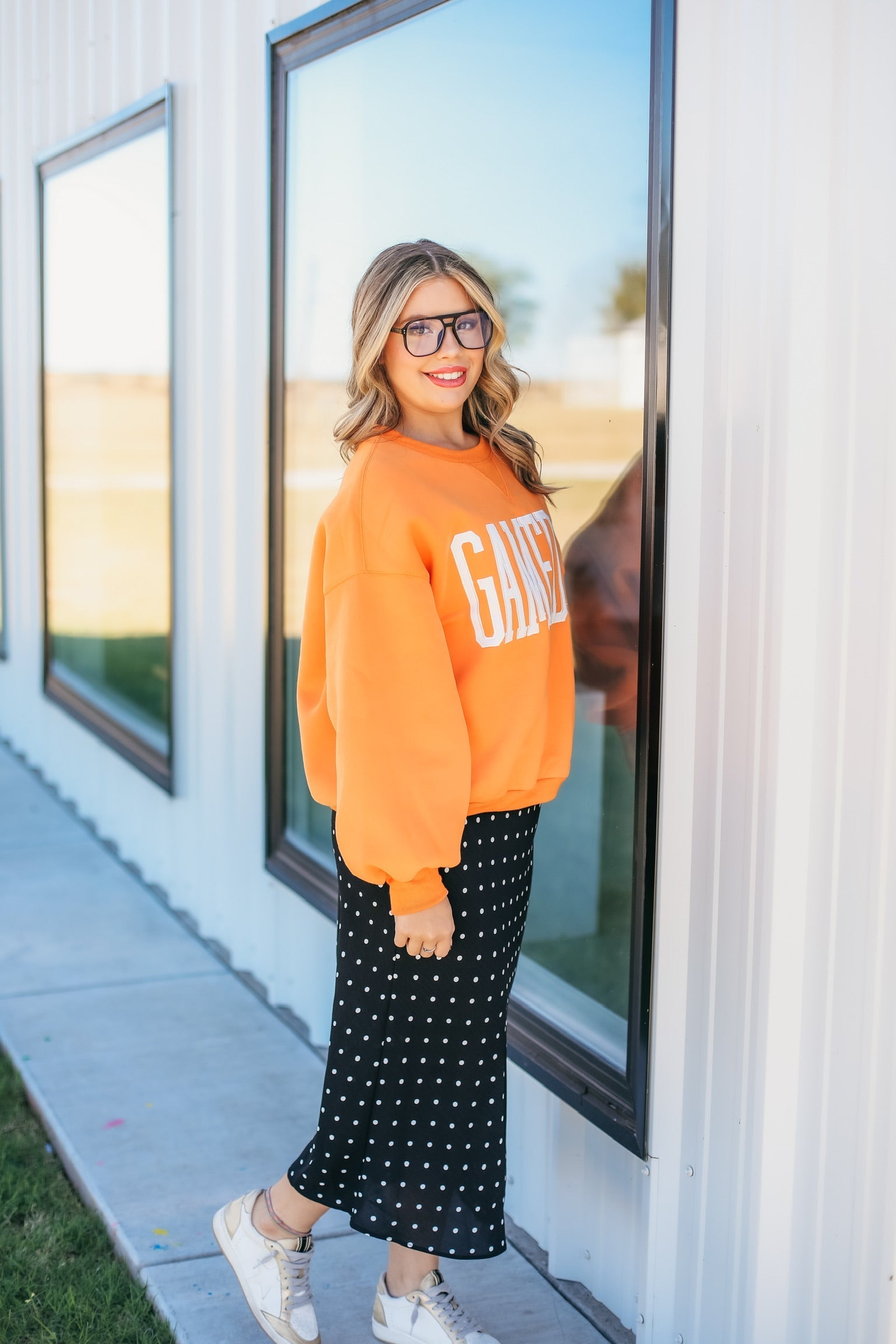 ORANGE GAME DAY SWEATSHIRT- WOMEN’S CASUAL & COMFY SPIRIT WEAR - Tops